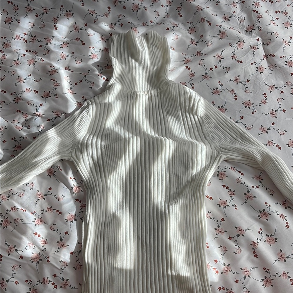 Anthropologie Cream Ribbed Knit Top